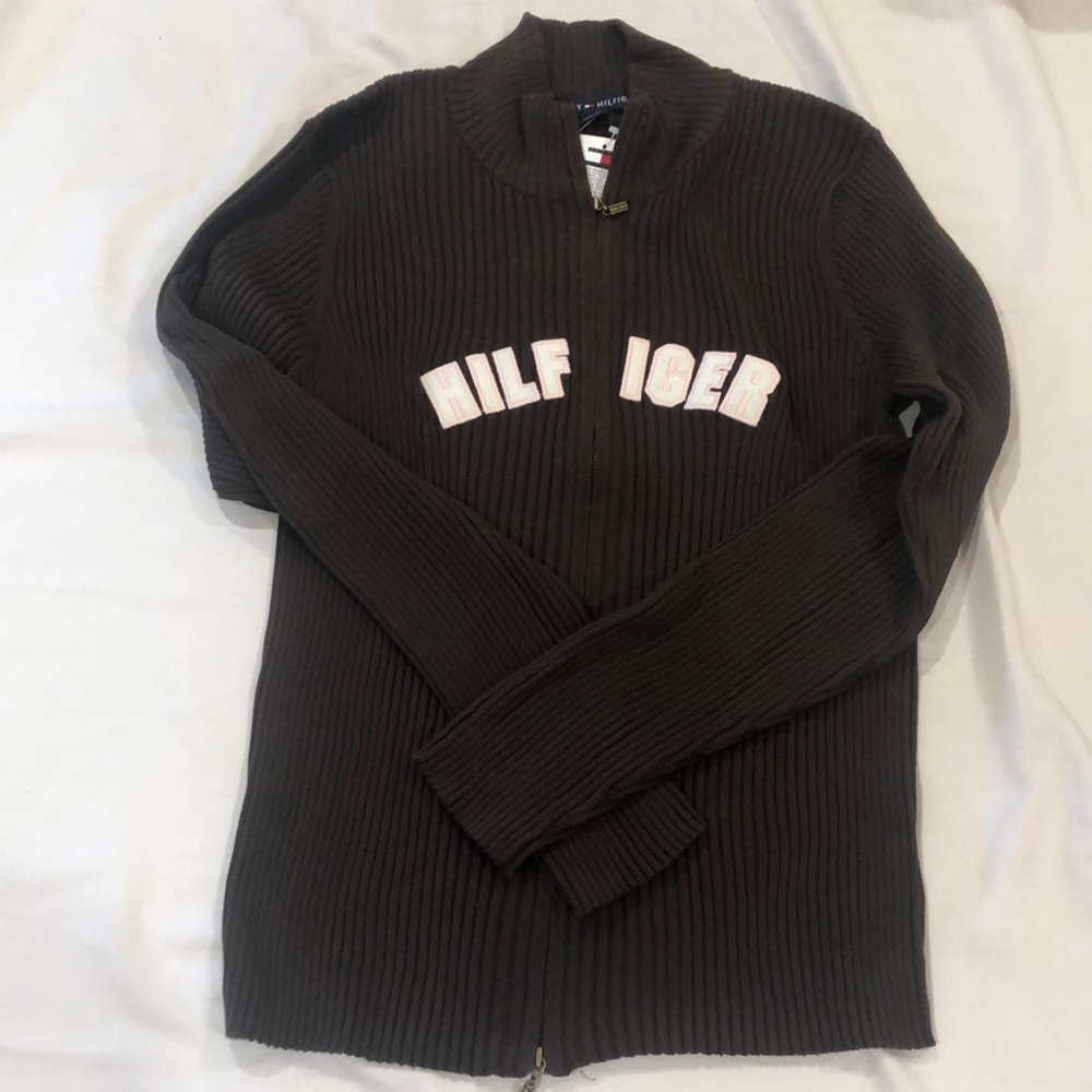 Tommy Hilfiger ribbed zip up sweater .